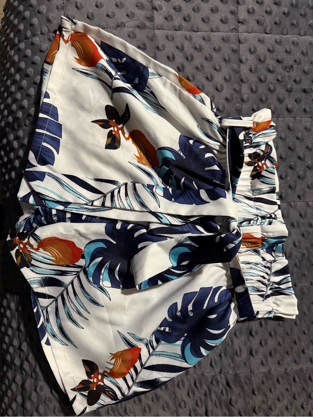 SHEIN White Tropical Print High Waist Tie-Front Shorts